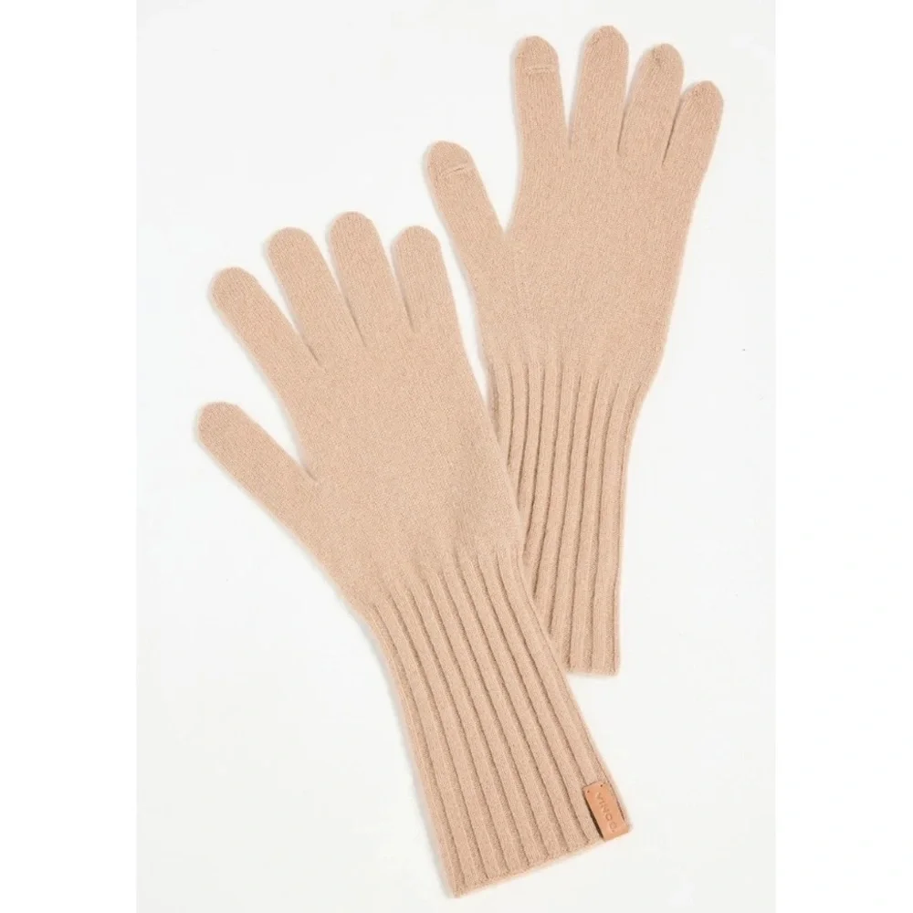 Vince 100% Boiled Cashmere Knit Gloves Camel Touchscreen Phone Friendly Unisex